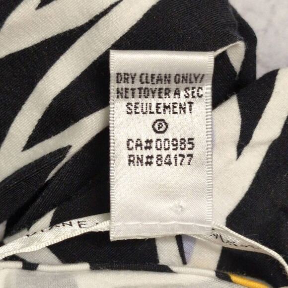 Diane Von Furstenberg DVF Antonio Black Yellow Leaf Print V-Neck Wrap Dress 8 - Picture 8 of 10